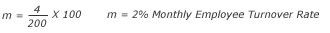 Equation for calculating monthly employee turnover