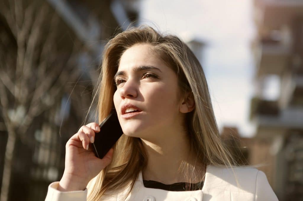 Woman holding cellphone