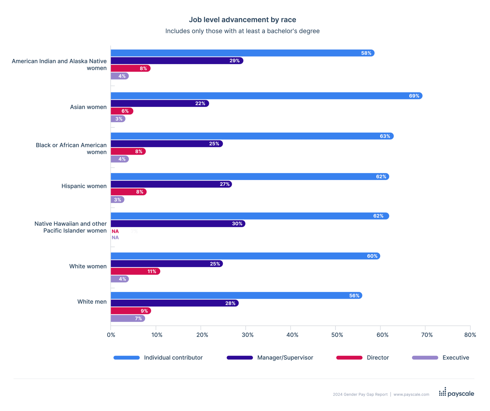 2024 gender distribution by job level and race